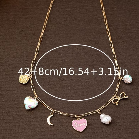 Nani Pink Charm Necklace – Blush & Bliss Gold and Pink Charm Necklace - NEW